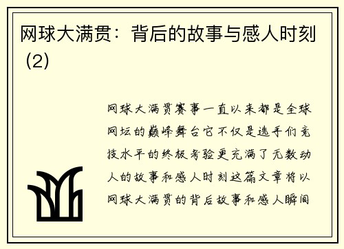 网球大满贯：背后的故事与感人时刻 (2)